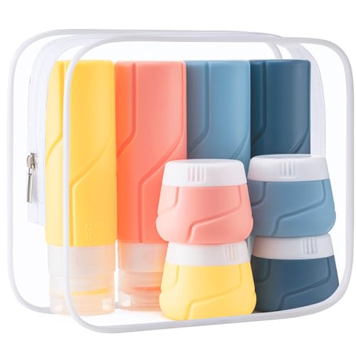 MODENGKONGJIAN Travel Bottles for Toiletries,TSA Approved Silicone Squeezable Travel Shampoo Bottles, 3oz Leak Proof Refillable Toiletry Cosmetic Containers （15 Pcs/Colorful） - color: Set-15PCS/Colorful