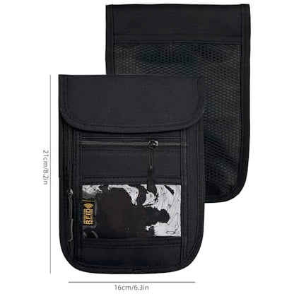 RFID Blocking Travel Neck Wallet Pouch and Passport Holder, Travel Neck Pouch Passport Holder for Women & Men - Black - color: Black