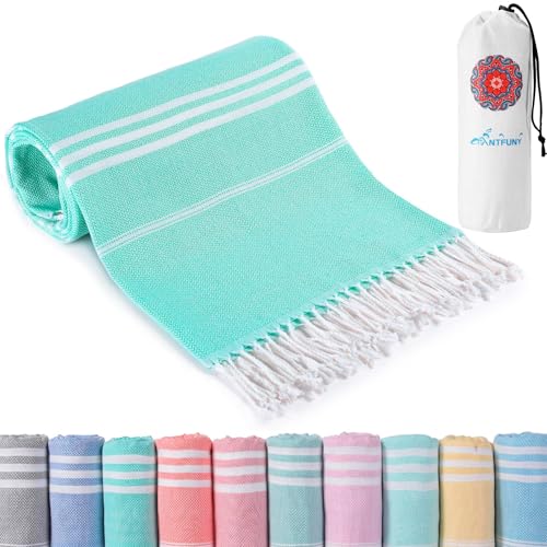 Turkish Beach Towels Quick Dry Sand Free Soft Absorbent Adult Oversized Bath Pool Swim Long Stripe Towel Sound Cloud Sandfree Chamois Mat Summer Thing Lightweight Thin Mint Green Vacation Essentials - color: Thinner Mint, size: 72 x 36 inch