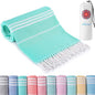 Turkish Beach Towels Quick Dry Sand Free Soft Absorbent Adult Oversized Bath Pool Swim Long Stripe Towel Sound Cloud Sandfree Chamois Mat Summer Thing Lightweight Thin Mint Green Vacation Essentials - color: Thinner Mint, size: 72 x 36 inch