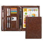 Professional 3-Ring Portfolio Organizer A4 Padfolio with Zipper, Premium PU Leather Business Planner Folder for Resume, Interview, Office, and Travel – Dark Brown - color: Brown