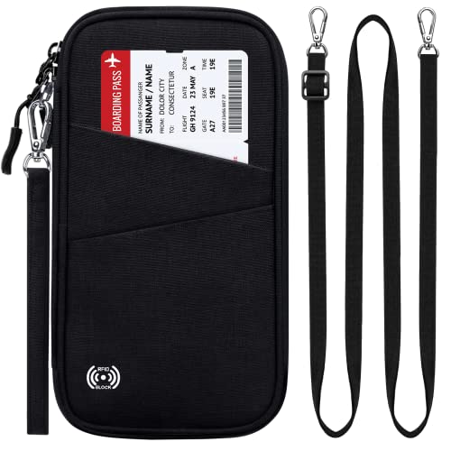 BKNOOU Passport Holder Family Rfid Blocking Travel Document Organizer,Travel Passport Wallet Waterproof Multiple Passport Holder for Traveling,Passport Organizer for Men Women - color: 02 Full Black [Efficient Storage - Holds All Your Essentials]
