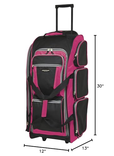 Travelers Club Xpedition 30 Inch Multi-Pocket Upright Rolling Duffel Bag - color: Hot Pink