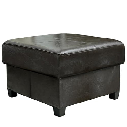 GLAXYFUR Folding Storage Bench, Cube PU Leather Footstool with Legs, Coffee Table, Ottoman with Storage for Living Room, 23.6 x 23.6 x15 Inches, Black - color: 23.6" Black