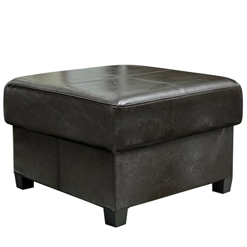 GLAXYFUR Folding Storage Bench, Cube PU Leather Footstool with Legs, Coffee Table, Ottoman with Storage for Living Room, 23.6 x 23.6 x15 Inches, Black - color: 23.6" Black
