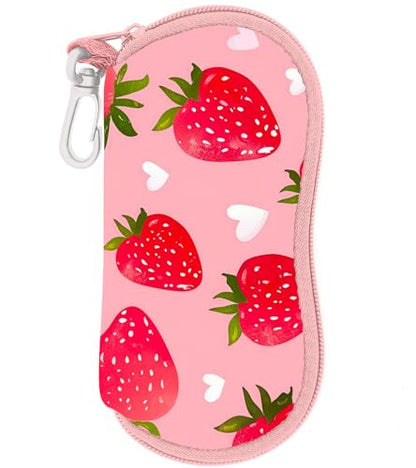 Sunglasses Case Soft Glasses Cases for Women Pouch Eyeglass Bag Eye Glass Kids Girls Sun Glasses Cute Kawaii - color: Strawberry