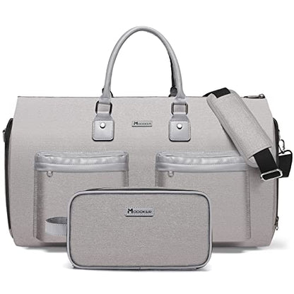 Modoker Convertible Garment Bag with Shoulder Strap, Carry on Garment Duffel Bag for Men Women - 2 in 1 Hanging Suitcase Suit Travel Bags, Light Grey - color: Light Grey
