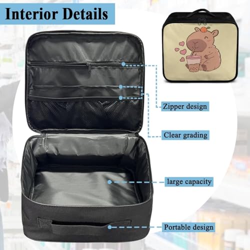 First Aid Empty Pouch Capybara Yellow Print Multi-Compartment Medical Organizer for Hiking Travel and Daily Carry Features Water-Repellent Fabric Washable Interior Quick-Grab Handle - color: Capybara Yellow