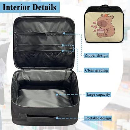 First Aid Empty Pouch Capybara Yellow Print Multi-Compartment Medical Organizer for Hiking Travel and Daily Carry Features Water-Repellent Fabric Washable Interior Quick-Grab Handle - color: Capybara Yellow