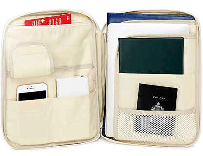 Document A4 Bag Case Waterproof Organizer Portfolio Office Travel Zipper Multi-Function Pouch - color: 01-pink Orange