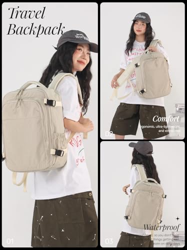Travel Backpack For Women Men,Airline Approved Carry on Backpack,Casual Daypack for Business Travel Essentials (White) - color: White