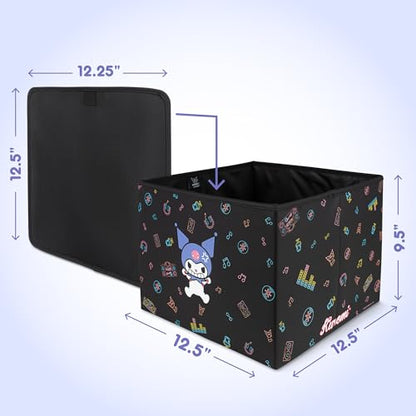 Sanrio Kuromi Car Trunk Organizer and Storage Bin - Collapsible Simple Compartment Convenient Heavy Duty, Fold Up for Easy Storage Box, Automotive Seat Cargo for Groceries Tools - 12.5L x 12.5W x 9H - style: Organizer Kuromi