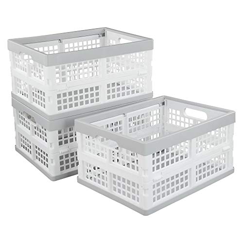 Vababa 3-Pack Plastic Stackable Collapsible Storage Crate, 15 L Stacking Folding Storage Basket - size: 15 L