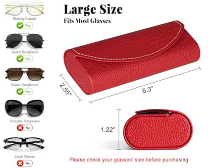 RayLove Ultimate Glasses Case Kit, Hard Shell Sunglasses and Eyeglass Case with Cleaning Cloth, Screwdriver, Ear Hooks - style: 1pack,wine Red