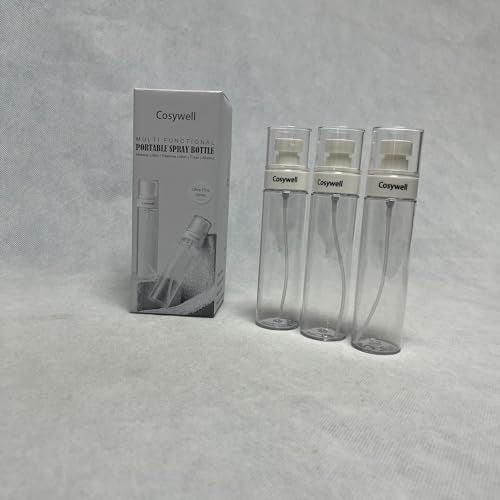 Cosywell Fine Mist Spray Bottles TSA Approved 3.4oz/100ml 3 Pack Leak Proof Travel Size Bottles Refillable Plastic Hair Spray Bottle for Perfume Skincare Toners Water Cosmetics (3Clear)