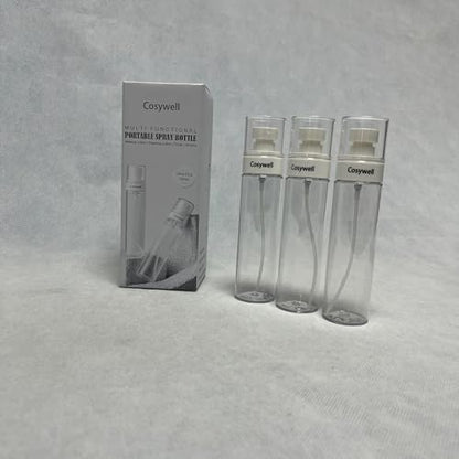 Cosywell Fine Mist Spray Bottles TSA Approved 3.4oz/100ml 3 Pack Leak Proof Travel Size Bottles Refillable Plastic Hair Spray Bottle for Perfume Skincare Toners Water Cosmetics (3Clear)