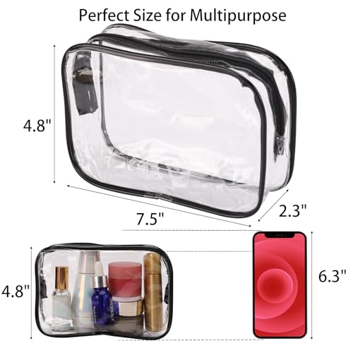 Tbestmax 10 Pcs Clear Cosmetic Bags Small Makeup Bags Portable Waterproof Travel Toiletry Bags Organizer Black, 7.5"x 4.8"x 2.3" - color: Medium - Black