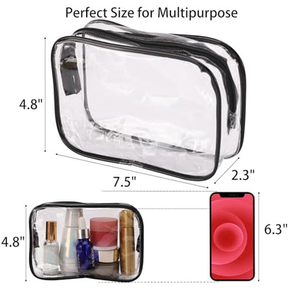 Tbestmax 10 Pcs Clear Cosmetic Bags Small Makeup Bags Portable Waterproof Travel Toiletry Bags Organizer Black, 7.5"x 4.8"x 2.3" - color: Medium - Black