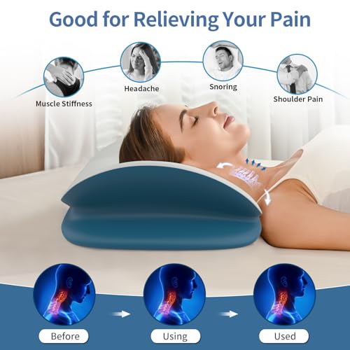 Olumoon Cervical Neck Pillow - Ergonomic Memory Foam Contour Pillows for Side, Back & Stomach Sleepers, Cervical Pillow for Neck Support Sleeping with Breathable Cover