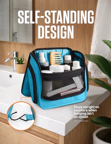 VENTURE 4TH Hanging Travel Toiletry Bag for Women & Men – Large Toiletry Organizer with 18 Compartments, Removable TSA Pouch, Travel Wash Bag for Toiletries, Makeup & Shaving Kit (Light Blue) - color: Tiffany Blue