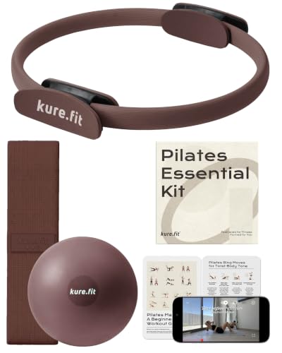 Pilates Kit for Women – Home Pilates Equipment Set with Ring, Ball & Resistance Bands | Pilates Starter Kit with Accessories in Gift Box - color: Cocoa, style: Essential Kit - 3PC