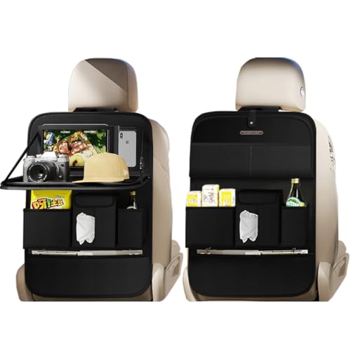 XDV Car Seat Organizers,Multi-functional Back Seat Protectors, Storage Pouches, and Tray Holders (for Cars, Kids, Seat Back and Rear Seats) (Plain Black, 2 Pcs) - color: Plain Black, size: 2 Pcs