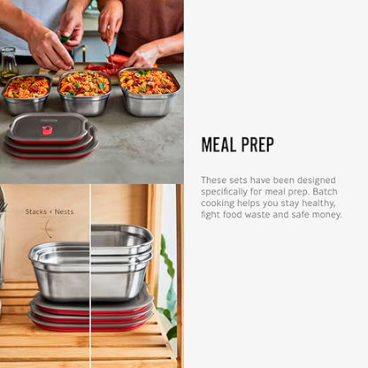 BLACK + BLUM Lunch Box Set - Meal Prep Containers Reusable for Picnic & Camping - Microwavable Stainless Steel Lunch & Dinner Food Storage Box - Leak Proof Lid - Dishwasher & Oven Safe - Medium 30oz - size: Medium Box Set (900ml x 3)