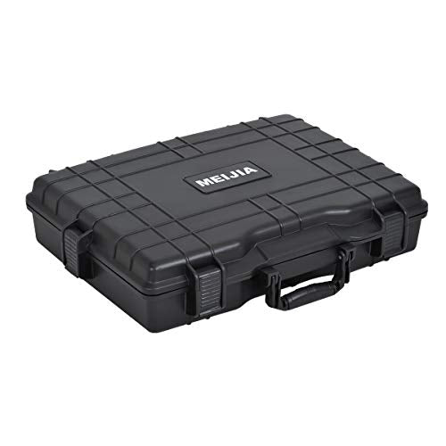 MEIJIA Waterproof Hard Camera Case,Hard Laptop Case,Hard Case with Customized Fit Foam Included, Elegant Black,Fit for computers,camera,lens (21.62"X17.25"X4.87")