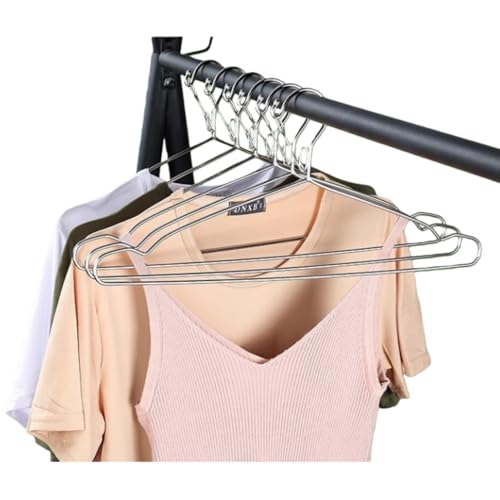 16.5” Wire Hanger 4mm Lockable Hangers 10Pack Stainless Steel Slim Thin Heavy Duty Windproof Lock Hook Metal Space Saving Clothes Hotel Hangers for RV Camping Silver (10)