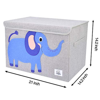 Foldable Large Kids Toy Chest with Flip-Top Lid, Collapsible Fabric Animal Toy Storage Organizer/Bin/Box/Basket/Trunk for Toddler, Children and Baby Nursery (Elephant) - color: Elephant