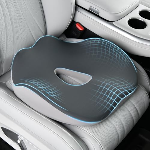 Coverado Car Seat Cushion with Memory Foam, Ergonomic Driving Seat Cushion for Sciatica, Tailbone, Back Pain Relief, Premium Non-Slip Washable Cushion for Car, Driver, Office, Wheelchair - color: Gray2, size: 1 Piece