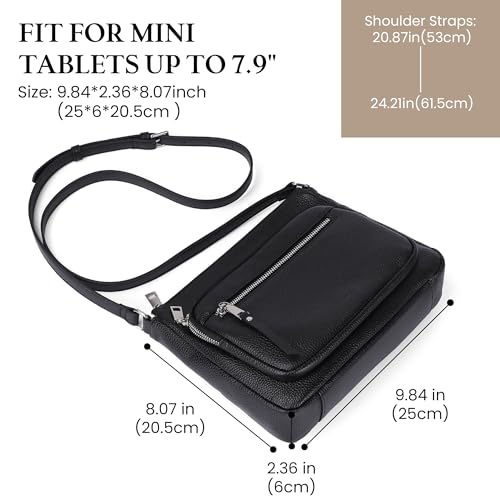 befen Anti Theft Genuine Leather Crossbody Bags for Women Handbags and Shoulder Basg with Built in Wallet RFID Leather Purse - color: Black