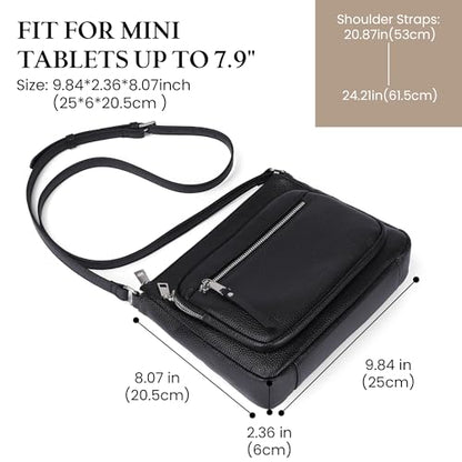 befen Anti Theft Genuine Leather Crossbody Bags for Women Handbags and Shoulder Basg with Built in Wallet RFID Leather Purse - color: Black