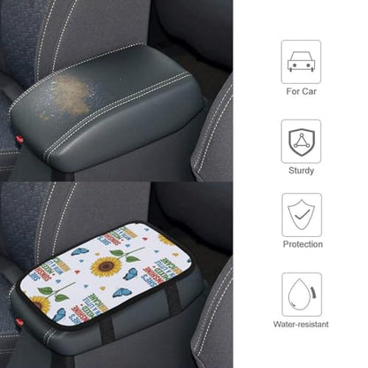 Car Center Console Cover Beautiful Sunflowers, Armrest Cushion for Car, Universal Fit Seat Box Pad for Cars, Trucks, SUVs - color: Picture (63)