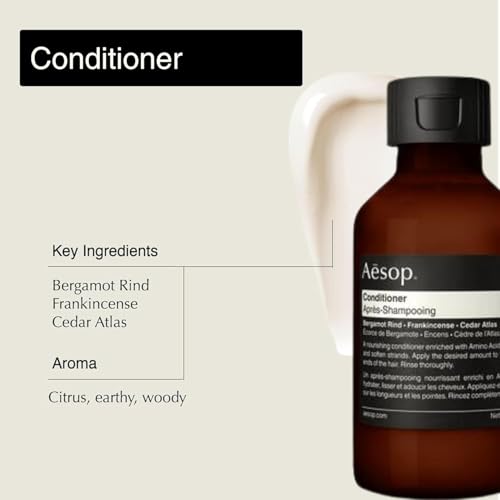 Aesop Arrival Travel Shower Set (4-Piece) Hair & Body Care Kit – Shampoo, Conditioner, Geranium Leaf Body Cleanser & Rind Concentrate Body Balm – 1.7oz/50mL Each – Gift Set with Reusable Canvas Bag