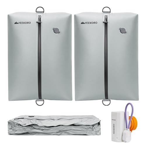 Vacuum Bag for Travel, Professional IPX8 Waterproof Reusable Vacuum Compression Bags for Travel Suitcases, Durable Space Saver Bag(2 PACK,With Pump)