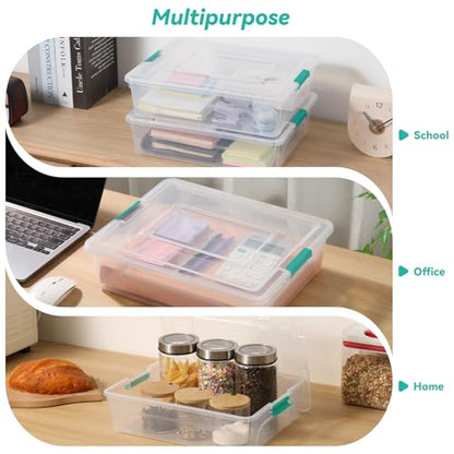 Clear Plastic Storage Bins with Lids Stackable Storage Box for Crafts, Supplies (Large 4Pack Green) - size: Large 4Pack Green