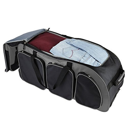 Travelers Club Xpedition 30 Inch Multi-Pocket Upright Rolling Duffel Bag - color: Charcoal Grey