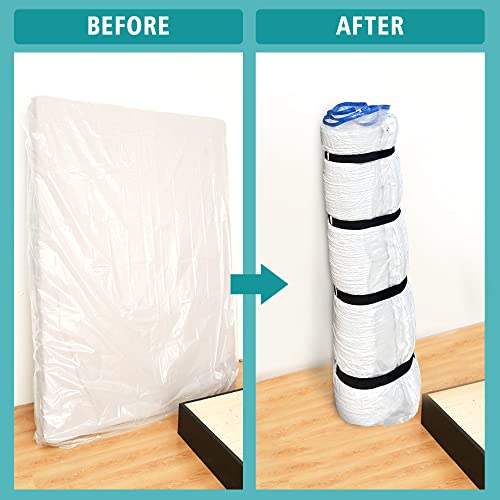 Queen Size Mattress Vacuum Bag for Memory Foam/Latex Mattress Upto 14 Inch, Moving Shipping and Storage, Waterproof and Airtight with 4 Adjustable Straps - size: QUEEN / FULL