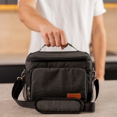 Carrywell (Not Made In China) Insulated Lunch Bag For Men, Men's Lunch Box, Leakproof, Collapsible, Soft Sided Cooler W/Adjustable Shoulder Strap, Grey - color: Charcoal Gray
