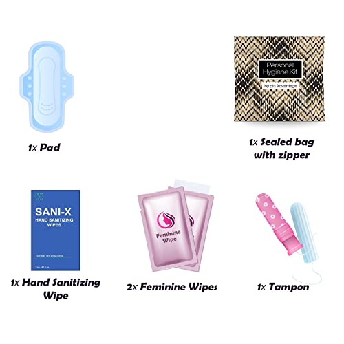 Light Leather Style Menstrual Kit All-in-One 10 Pack | Convenience on The Go | Period Kit Pack for Travelling, Tweens & Teenagers or just When You’re Out | Individually Wrapped Feminine Hygiene - color: Light Leather