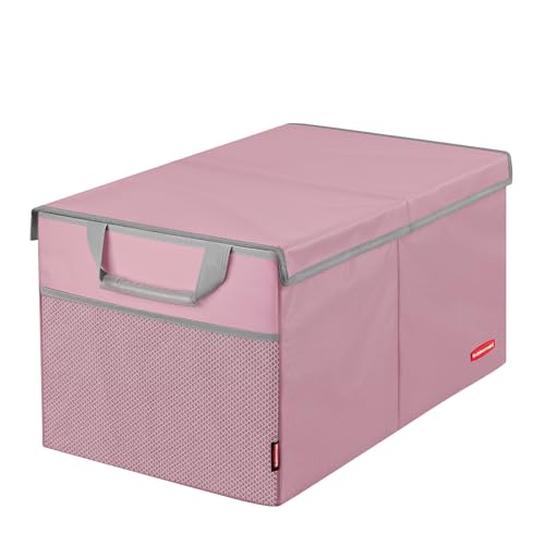 Rubbermaid Car Organizer, Collapsible Trunk Organizer, Multi-Compartment Car Storage Organization for Car Accessories, 2 Compartments With Cover, 21.65"*14.17"*12.2" - Pink - color: Pink, size: Medium