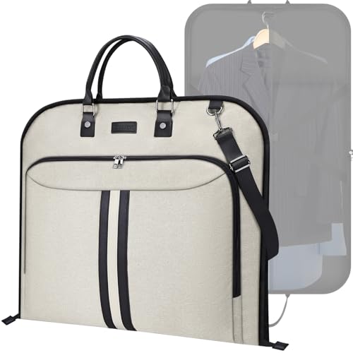 BALEINE Travel Garment Bag, Travel Suit Bag for Men, Water Resistant Carry on Garment Bag for Hanging Clothes, Garment Duffel Bag for Travel Business (Beige) - color: Beige