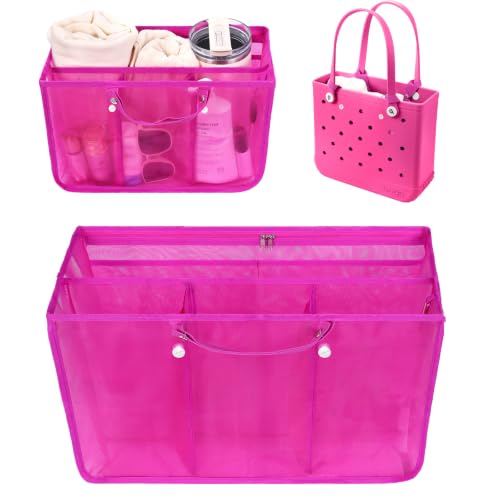 OUTXE Beach Bag Organizer Compatible with Baby Bogg Bag Accessories Inserts, Lightweight Mesh Insert Divider Pouch for Small Bogg Bags, Beach Tote Bags Insert for Organizing - color: #2-Haute Pink, size: Medium