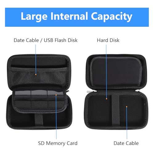 Gadget Case Waterproof Double Layers All-in-One Designed for External Hard Drive,USB Flash Drives,SD Card,Power Banks with Hand Strap (Black) - color: Black