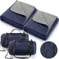 Tranqun 2 Large Outdoor Blanket 78'' x 55'' Quilted Windproof Waterproof Fleece Sandproof Stadium Foldable Warm Blanket for Camping Picnic Sporting Events Cold Weather (Navy Blue) - color: Navy Blue