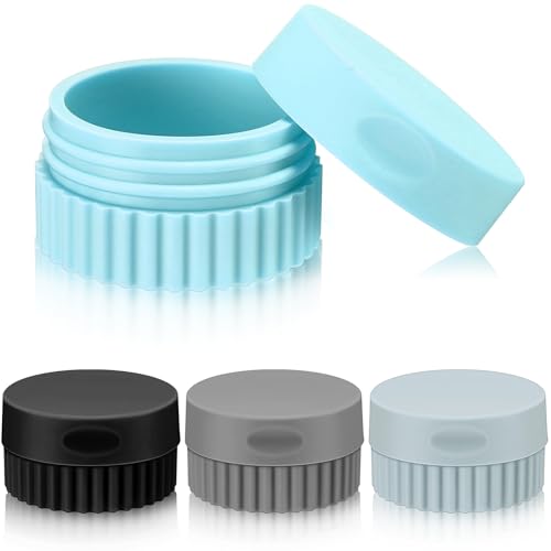 Maxcheck 4 Pcs Travel Containers for Toiletries 0.68 Oz/20 ml Small Silicone Cream Jar with Lid Mini Leakproof Lotion Jar Refillable Travel Cosmetic Container for Face Body Skin Cream (Black and Gray) - color: Black and Gray