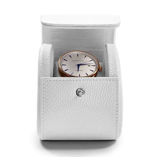 Oirlv Luxury Leather Travel Watch Case Portable Jewelry Watch Storage Roll Organizer(White) - color: White