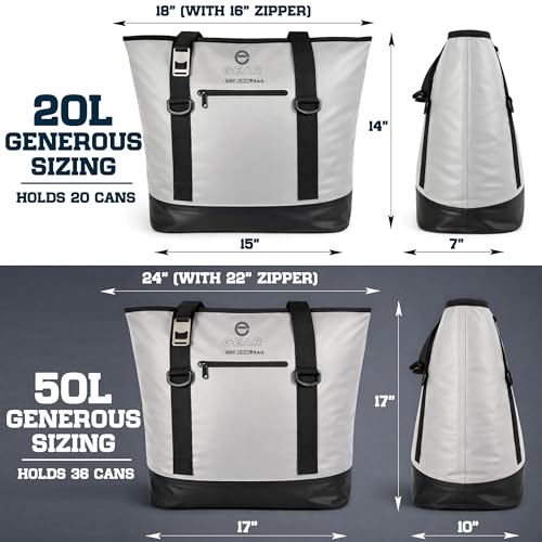 Soft Sided Cooler Tote Bag – Waterproof Leakproof Insulated Dry Bag Cooler with Zipper Top, Collapsible Beach, Pool, Boat, Grocery Cooler (20 or 36 Cans) - color: Green