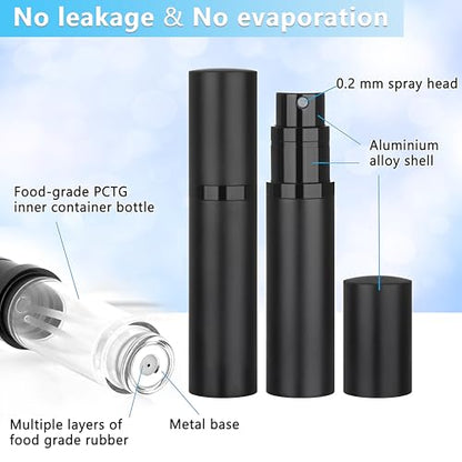 Refillable Perfume Atomizer Travel Bottle 5ml Leakproof Luxury Travel Perfume Refillable Bottle, Portable Fragrance Atomiser (Black) - color: Black
